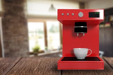 Composite image of red coffee maker 3d 스톡 일러스트