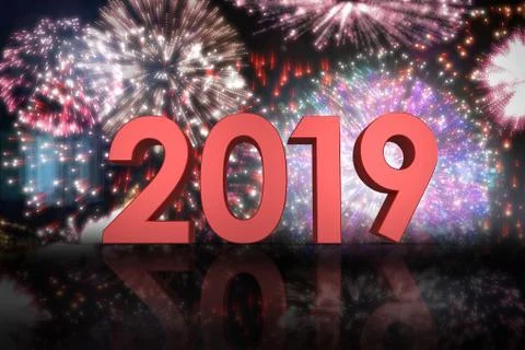 Composite image of red colored three dimensional numbers Foto stock