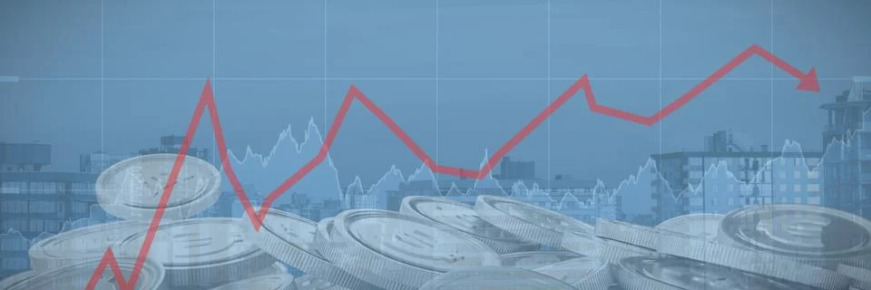 Composite image of red line graph Foto stock