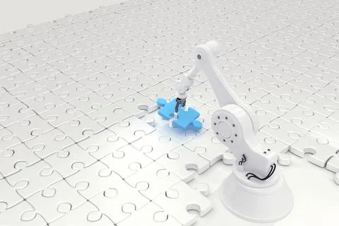 Composite image of robot arranging puzzle イラスト素材