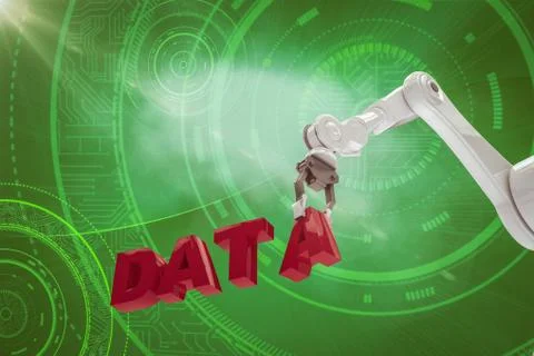 Composite image of robotic arm arranging data text 3d Stock Illustration