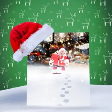 Composite image of santa hat on poster Ilustración de archivo