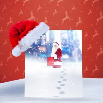 Composite image of santa hat on poster Ilustración de archivo