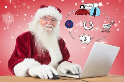 Composite image of santa surfs on the internet Stock Illustration