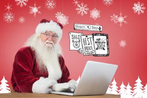 Composite image of santa surfs on the internet Stock Illustration