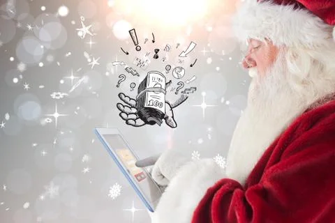 Composite image of santa uses a tablet pc Stock Illustration
