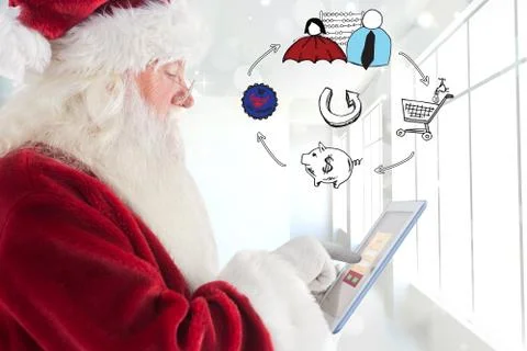 Composite image of santa uses a tablet pc Illustrazione stock