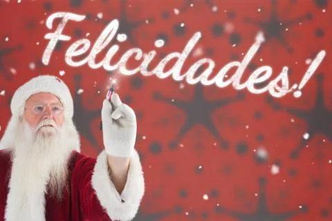 Composite image of santa writes something with a pen 스톡 사진