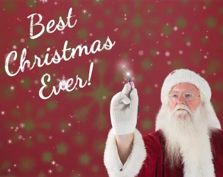 Composite image of santa writes something with a pen 스톡 사진
