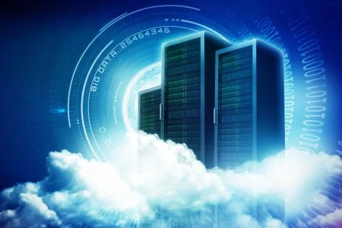 Composite image of scenic view of white fluffy clouds 3d Stock Illustration
