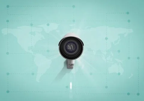 Composite image of Security camera on green map background Stock Illustration