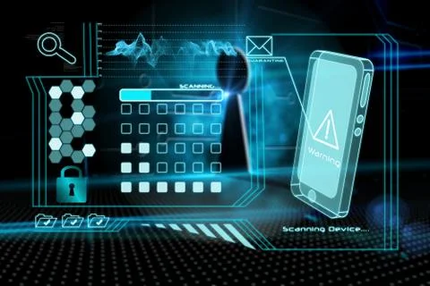 Composite image of security interface 스톡 일러스트