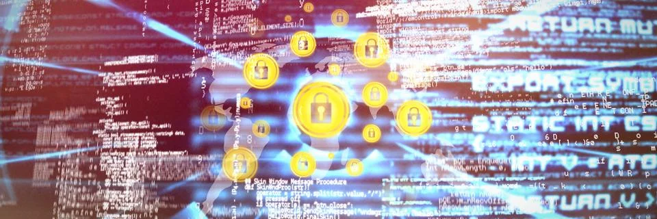 Composite image of security lock against world map Stock Illustration