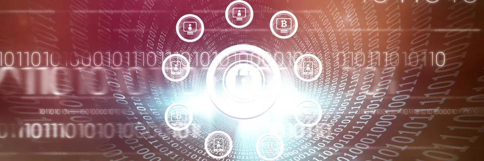 Composite image of security lock with binary code Stock Illustration