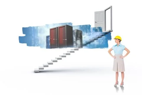 Composite image of serious attractive architect posing Stock Illustration