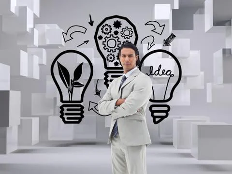 Composite image of serious office worker posing with the arms crossed Stock Illustration
