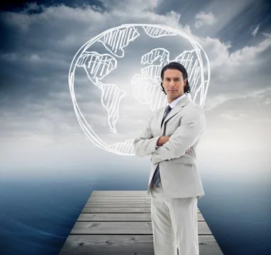 Composite image of serious office worker posing with the arms crossed Stock Illustration