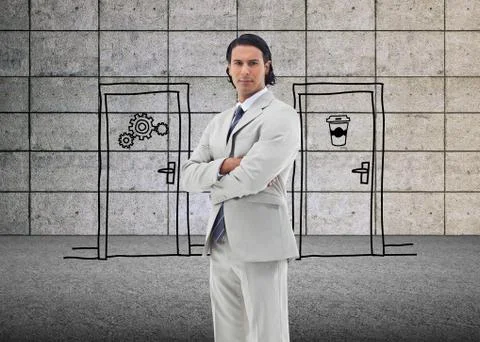 Composite image of serious office worker posing with the arms crossed Stock Illustration
