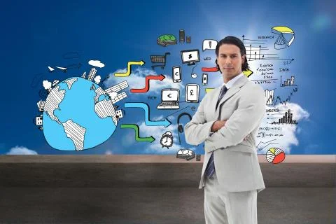 Composite image of serious office worker posing with the arms crossed Stock Illustration