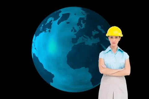 Composite image of serious pretty architect posing Stock Illustration