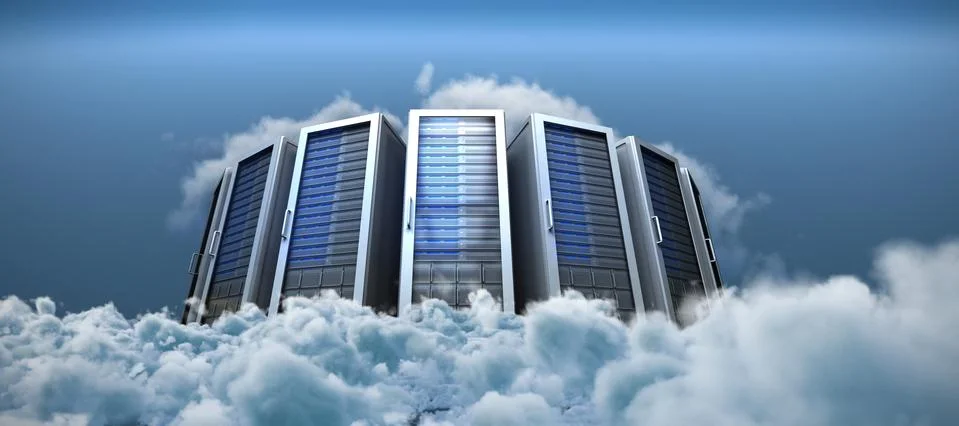 Composite image of server towers Stock Photos