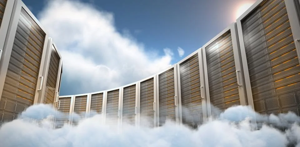Composite image of server towers Stock Photos