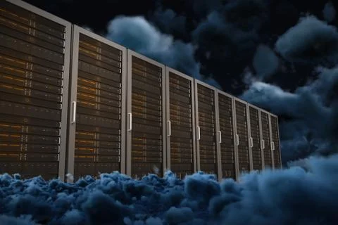 Composite image of server towers Stock Photos