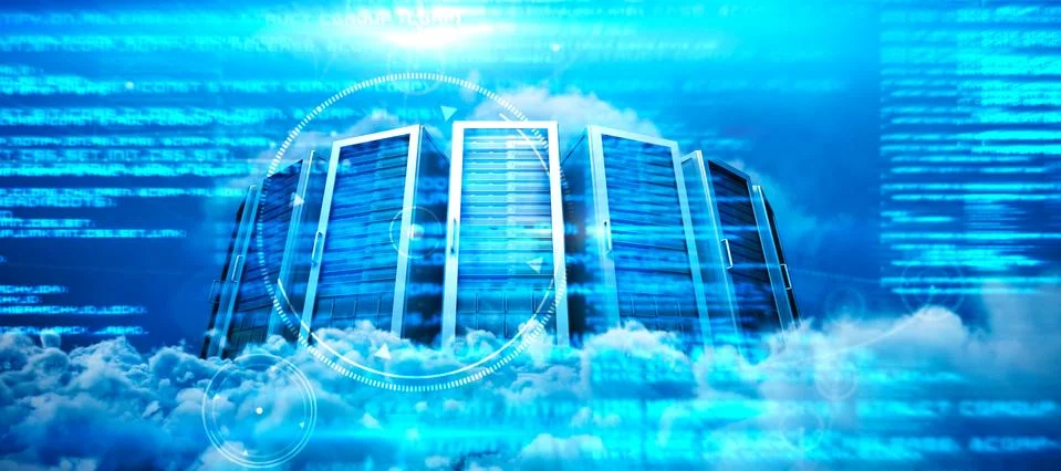 Composite image of server towers Stock Photos