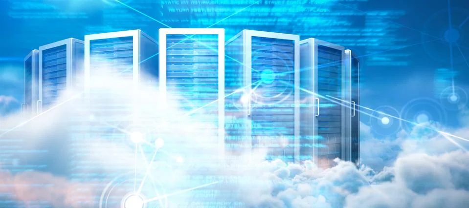 Composite image of server towers Stock Photos