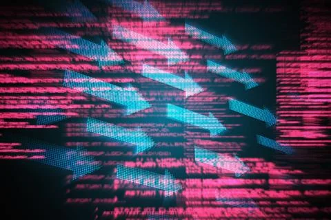 Composite image of shiny arrows on black background 스톡 일러스트