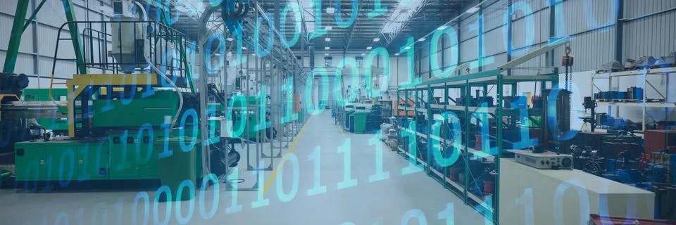 Composite image of shiny blue binary code on black background Stock Photos