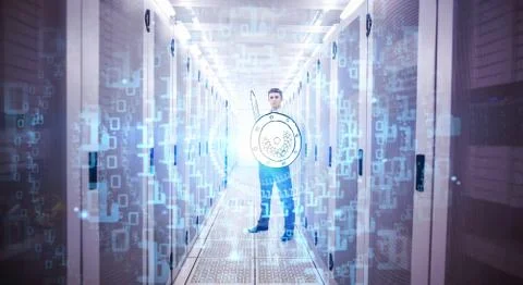 Composite image of shiny spiral of binary code Stock Illustration