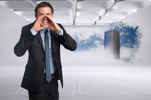 Composite image of shouting businessman Ilustración de archivo