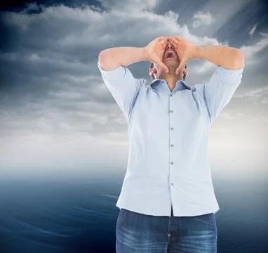 Composite image of shouting casual man standing Stock Illustration