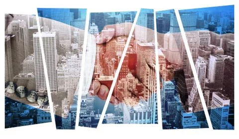 Composite image of side view of business peoples hands shaking Stock Illustration