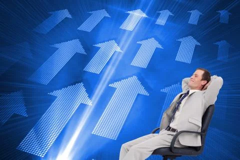 Composite image of side view of businessman in his chair Stock Illustration
