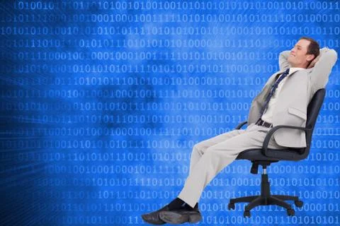 Composite image of side view of businessman in his chair Stock Illustration