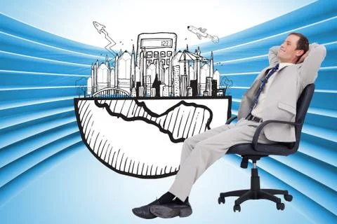 Composite image of side view of businessman leaning back in his chair 스톡 일러스트