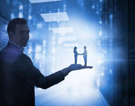 Composite image of side view of hand shaking trading partners Illustrazione stock