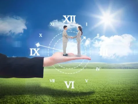 Composite image of side view of hand shaking trading partners Ilustração Stock