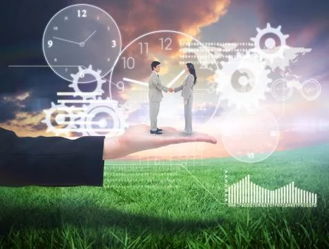 Composite image of side view of hand shaking trading partners Ilustração Stock