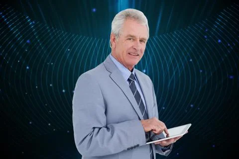 Composite image of side view of mature tradesman with tablet computer Stock Illustration