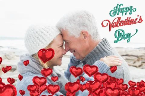 Composite image of side view of a romantic senior couple イラスト素材