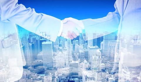 Composite image of side view of shaking hands Stock Illustration