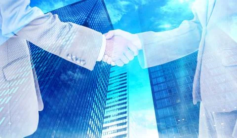 Composite image of side view of shaking hands Stock Illustration