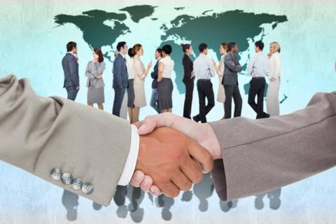 Composite image of side view of shaking hands Stock Illustration