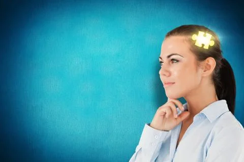 Composite image of side view of thinking businesswoman イラスト素材