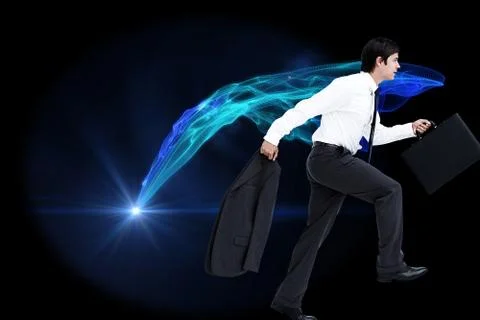 Composite image of side view of walking tradesman with jacket and suitcase Stock Illustration