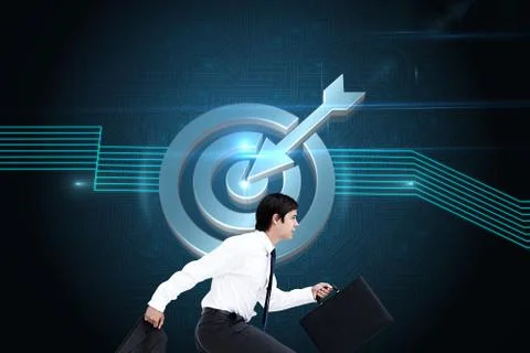 Composite image of side view of walking tradesman with jacket and suitcase Stock Illustration