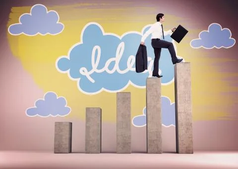 Composite image of side view of walking tradesman with jacket and suitcase イラスト素材